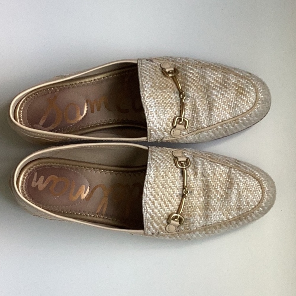 Womens Sam Edelman tan and white tweed Loraine bit loafers